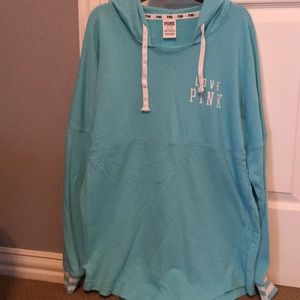 Turquoise colored PINK brand hooded pull over